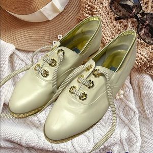 Bally Jallut off white gold slave up sneaker flats size 9